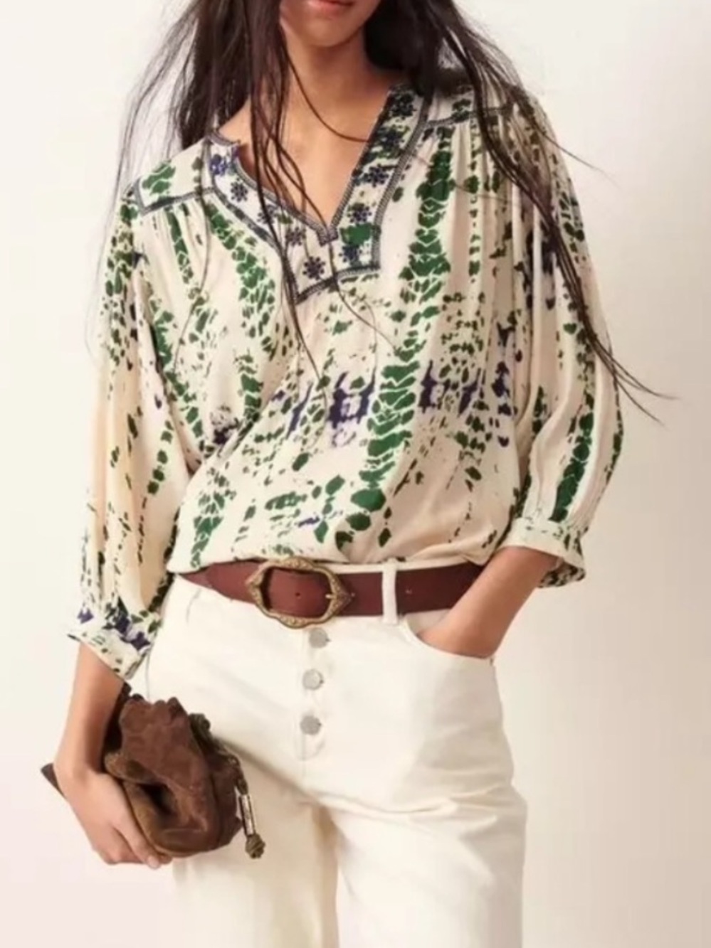 BA&SH Idris Abstract Tie Dye Print Blouse - Picture 2 of 16